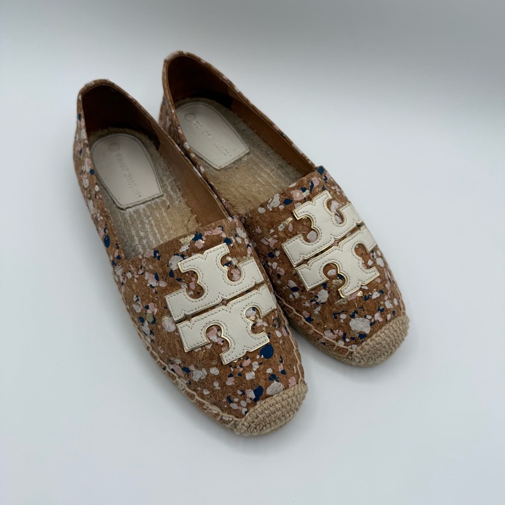 Tory Burch INES ESPADRILLE CONFETTI CORK / CALF LEATHER /METALLIC LEATHER  SZ 9M - Picture 10 of 17